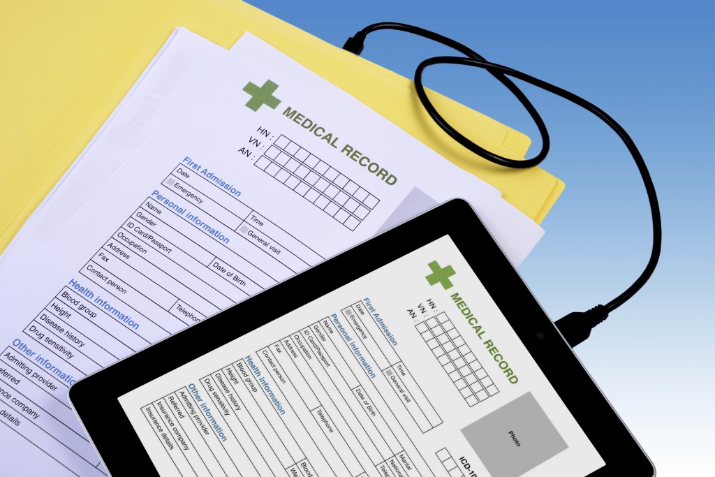 Medical record transfer to tablet.